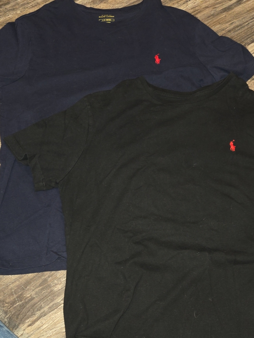 Ralph Lauren Black & Navy Short Sleeve Crewneck T-Shirts with Red Pony Mens L